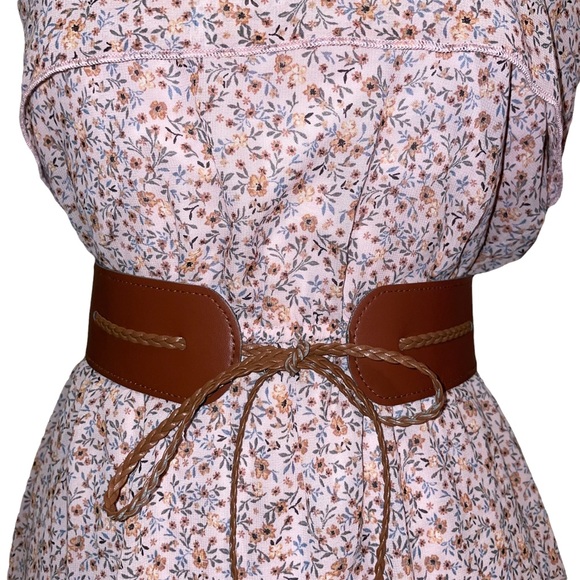 RUE 21 Strapless HiLo Belted Pink Floral Dress Size M - Picture 4 of 5